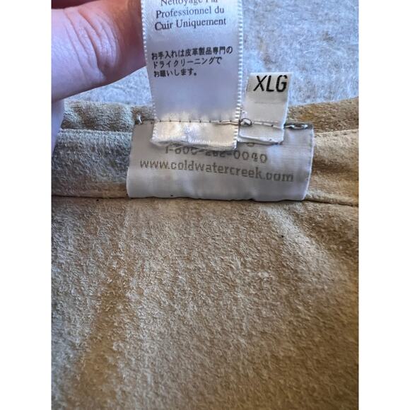 Coldwater Creek Suede Leather Jacket Women's XL Cream Embroidered Snap Button - Picture 8 of 16